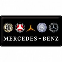 Placa metalica - Mercedes-Benz logo evolution - 25x50 cm